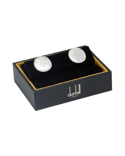 Dunhill White Cufflinks And Tie Clips Steel for men