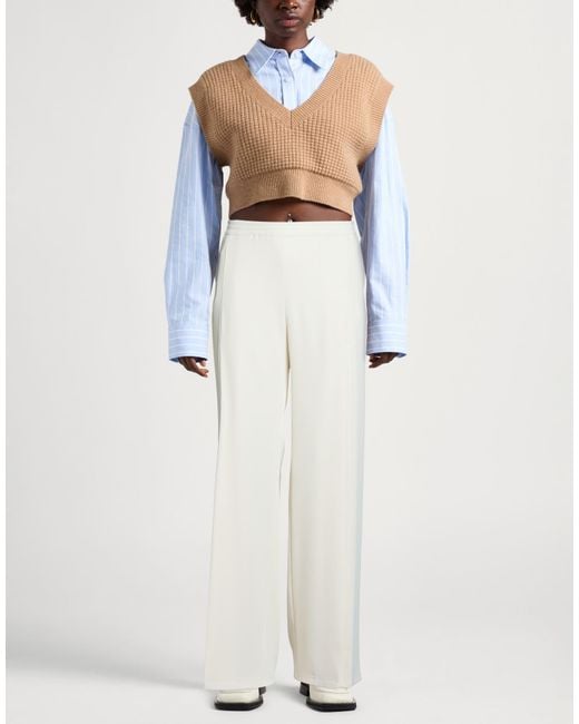 Suoli White Pants Polyester, Elastane, Viscose, Acetate