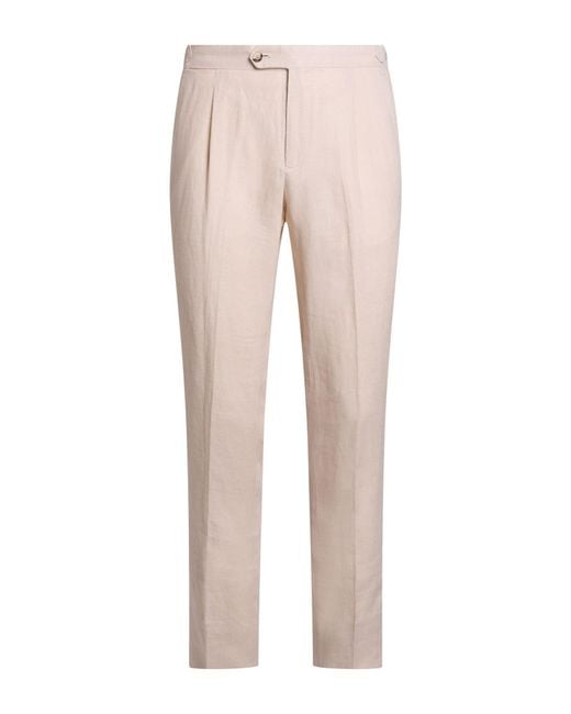 Luigi Borrelli Napoli Natural Cream Pants Linen for men