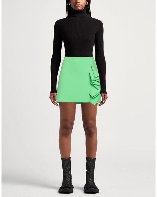 MSGM Green Mini Skirt Polyester, Viscose, Elastane