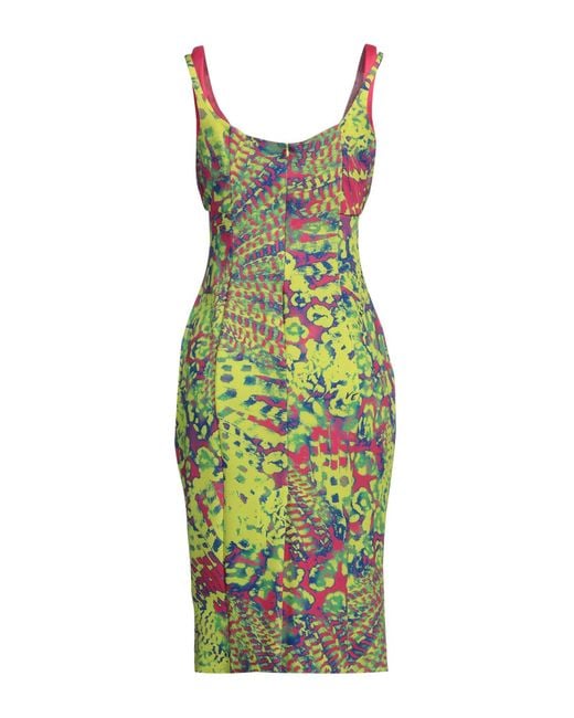 Versace Jeans Couture Green Lime Midi Dress Polyester, Elastane