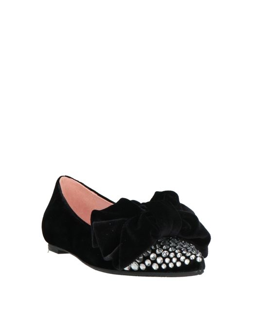 Ras Black Ballet Flats Textile Fibers, Crystal