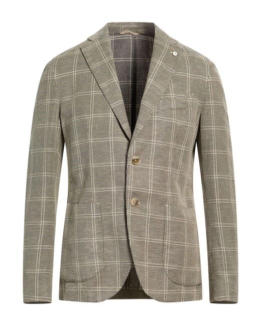 L.b.m. 1911 Gray Blazer Cotton, Linen, Nylon, Polyester for men