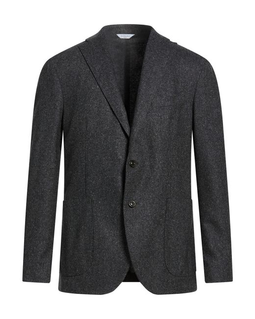 Boglioli Black Charcoal Blazer Virgin Wool, Polyamide, Silk, Polyester, Elastane for men