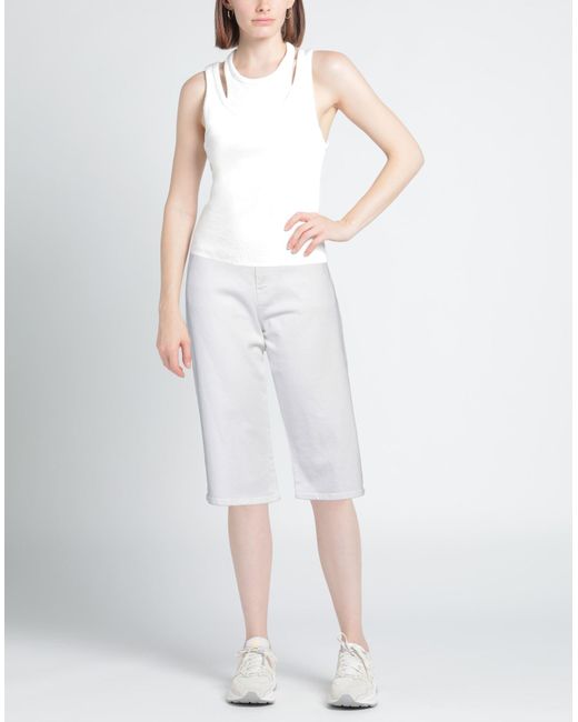 P.A.R.O.S.H. White P.A.R.O..H. Denim Shorts Cotton, Elastane