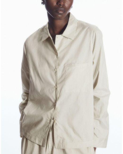 COS White Striped Silk Pyjama Shirt