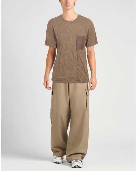 Giorgio Brato Brown Khaki T-Shirt Polyester, Cotton for men