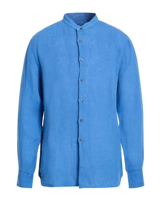 120% Lino Blue Shirt Linen for men