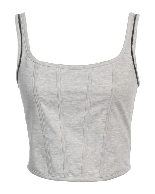 Brunello Cucinelli Gray Light Top Cotton, Polyamide, Elastane, Brass