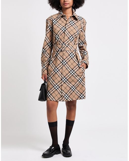 Burberry White Mini Dress Polyester, Wool