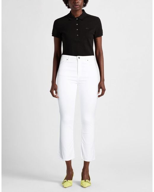 D.exterior White Pants Cotton, Elastane