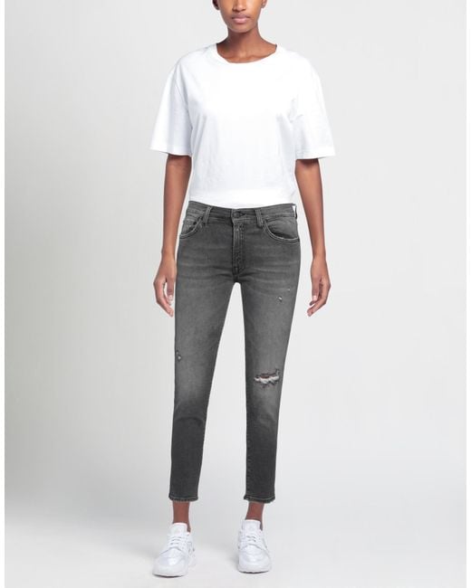 People Gray Denim Cropped