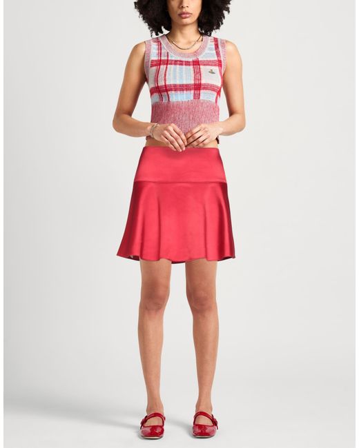 Caractere Red Mini Skirt Polyester, Elastane