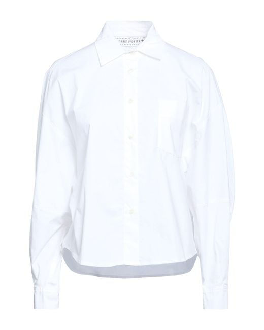 Shirtaporter White Shirt Cotton, Polyamide, Elastane