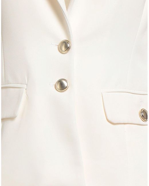 Liu Jo White Ivory Blazer Polyester, Elastane