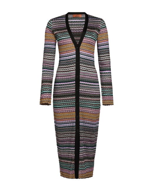 Missoni Gray Midi Dress Viscose, Metallic Fiber, Polyamide, Elastane