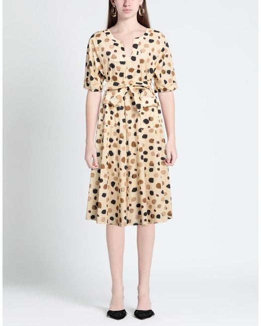 Manila Grace Natural Midi Dress
