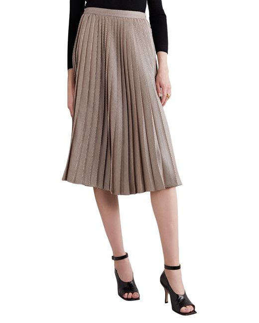 Adam Lippes Brown Dark Midi Skirt Silk, Wool