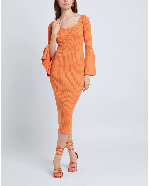 8 by YOOX Orange Midi Dress