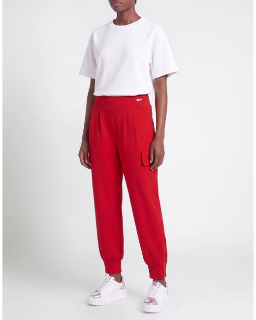 Moorer Red Pants Cotton, Elastane