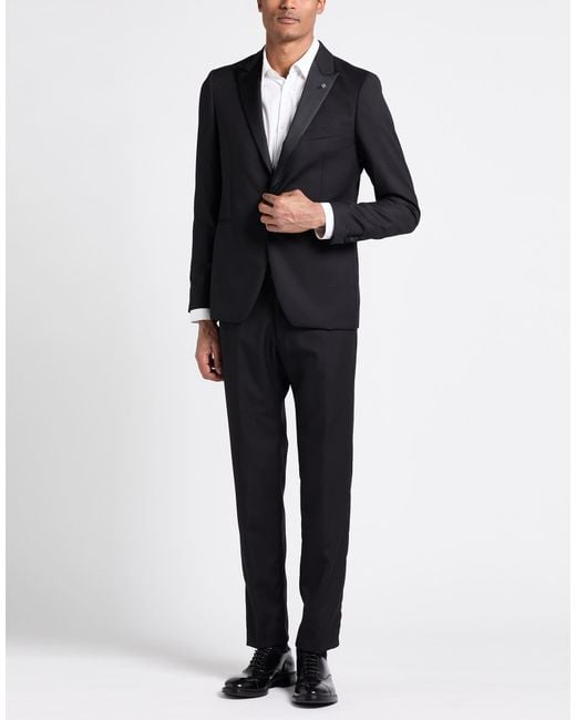 Tagliatore Black Suit Virgin Wool, Silk for men