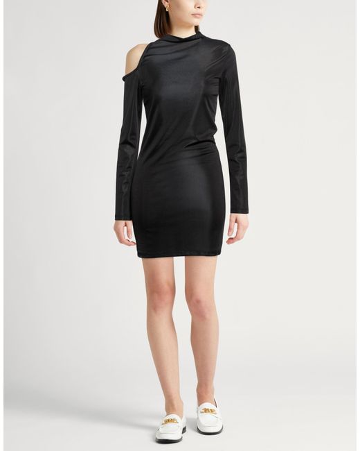 Haveone Black Mini Dress Polyester, Elastane