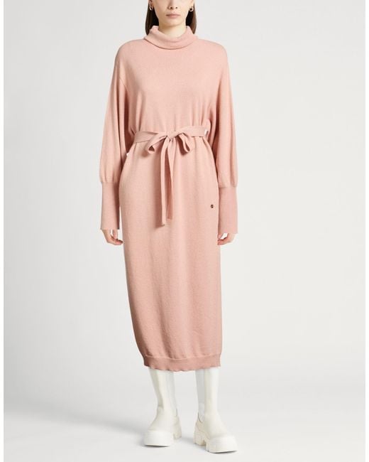 Ottod'Ame Pink Blush Midi Dress Merino Wool, Viscose, Polyamide, Cashmere