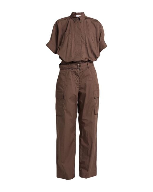 Brunello Cucinelli Brown Dark Jumpsuit Cotton, Ecobrass