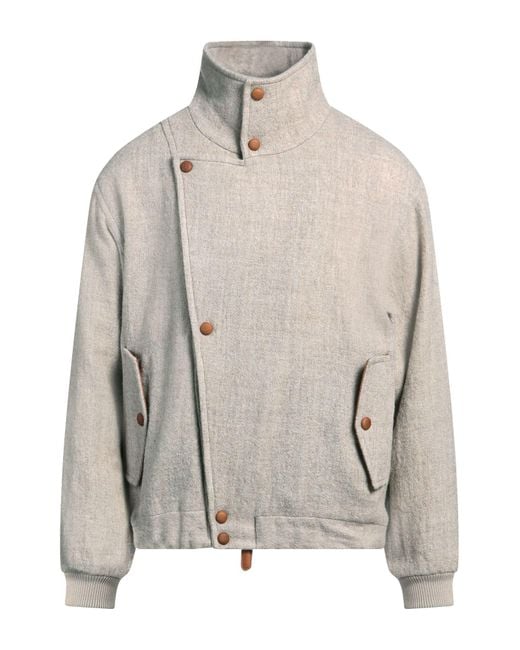 Giorgio Armani Gray Taupe Jacket Virgin Wool, Calfskin for men