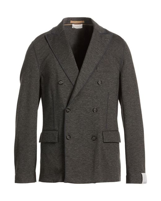 Paolo Pecora Black Charcoal Blazer Viscose, Polyamide, Elastane for men