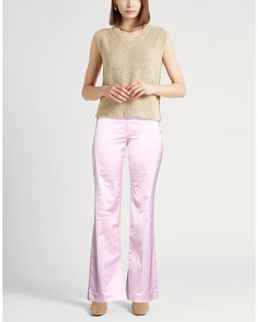 Marella Pink Lilac Pants Cotton, Polyamide, Elastane