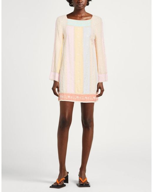 Rixo White Mini Dress Viscose, Linen