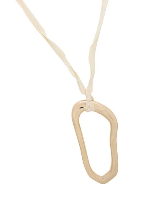 Alysi White Necklace Metal, Textile Fibers