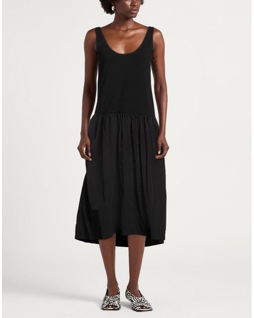Alpha Studio Black Midi Dress Cotton, Elastane