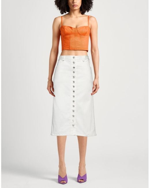Courreges White Midi Skirt Cotton, Elastane