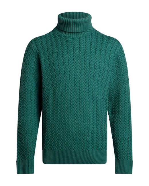 Incotex Green Turtleneck Virgin Wool for men