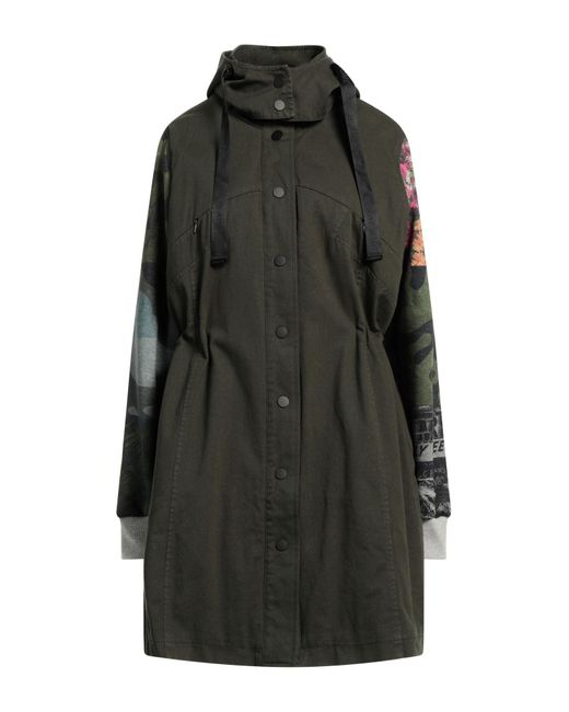 Desigual Black Overcoat & Trench Coat