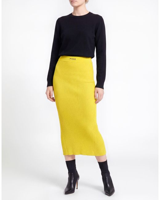 Pinko Yellow Midi Skirt