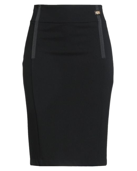 Roberto Cavalli Black Midi Skirt Viscose, Polyamide, Elastane