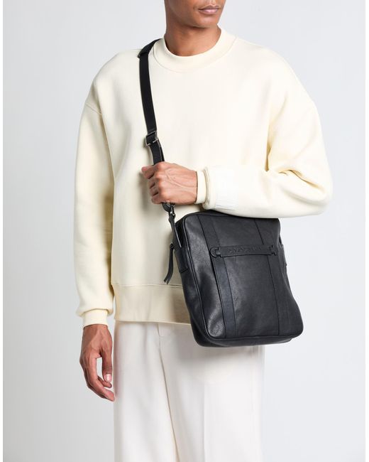 Longchamp Black Cross-Body Bag Lambskin for men