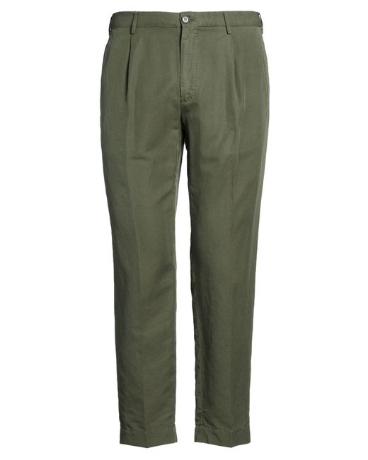 Incotex Green Military Pants Linen, Cotton for men