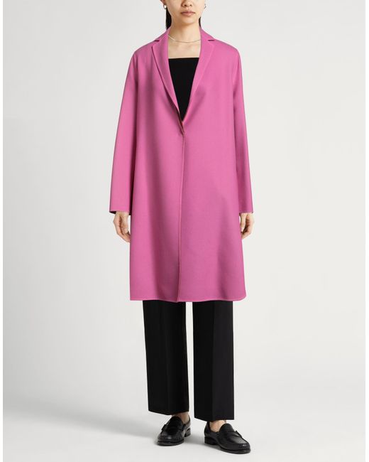 Fabiana Filippi Pink Overcoat & Trench Coat Merino Wool, Silk, Polyamide, Ecobrass