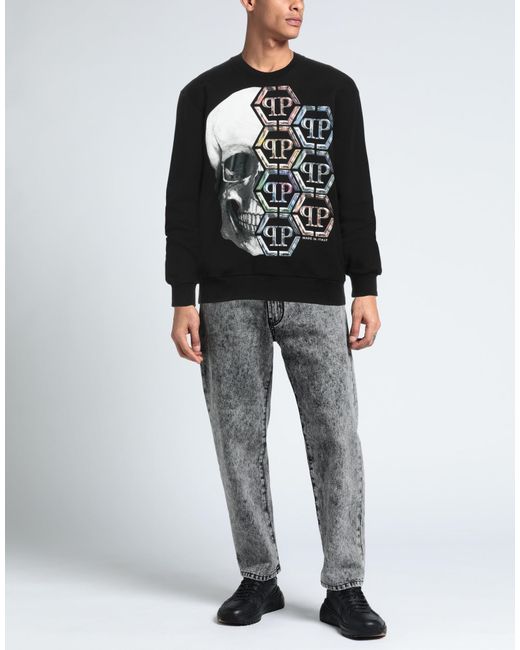 Philipp Plein Black Sweatshirt Cotton for men