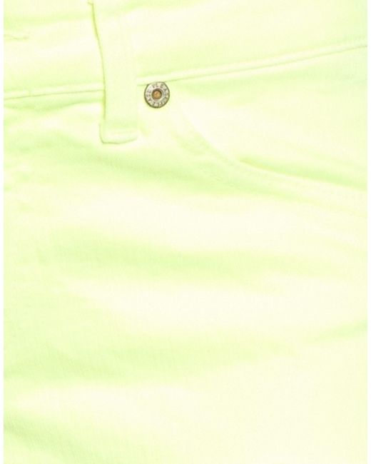 Please Yellow Lime Denim Shorts Cotton, Elastane