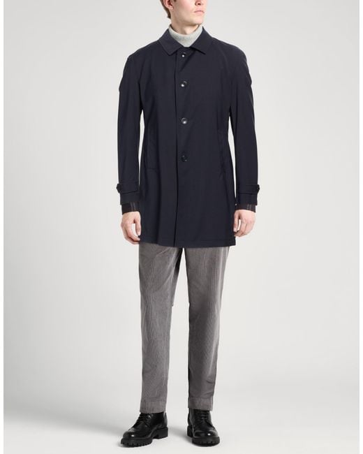 Tagliatore Blue Midnight Overcoat & Trench Coat Polyester, Wool, Elastane for men