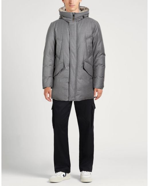 Woolrich Gray Coat Virgin Wool, Silk for men
