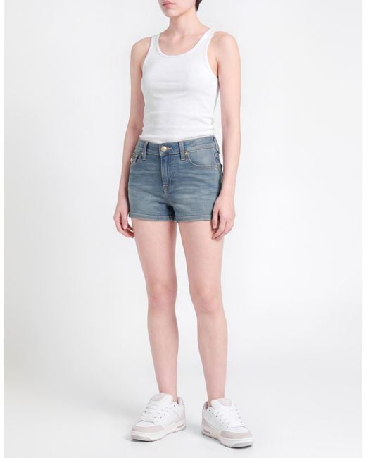 True Religion Blue Denim Shorts Cotton, Polyester, Elastane
