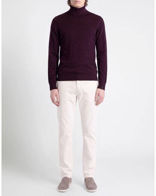 AROVESCIO Purple Plum Turtleneck Merino Wool for men
