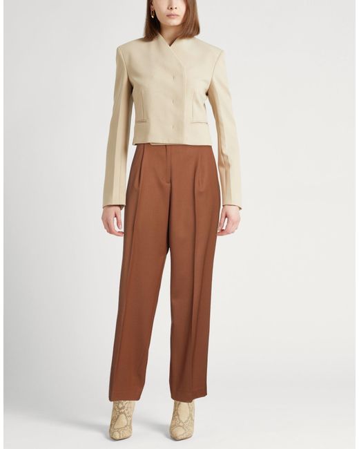 PT Torino Brown Camel Pants Virgin Wool, Elastane