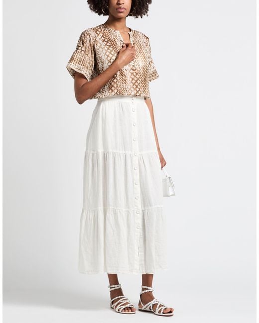 120% Lino White Maxi Skirts